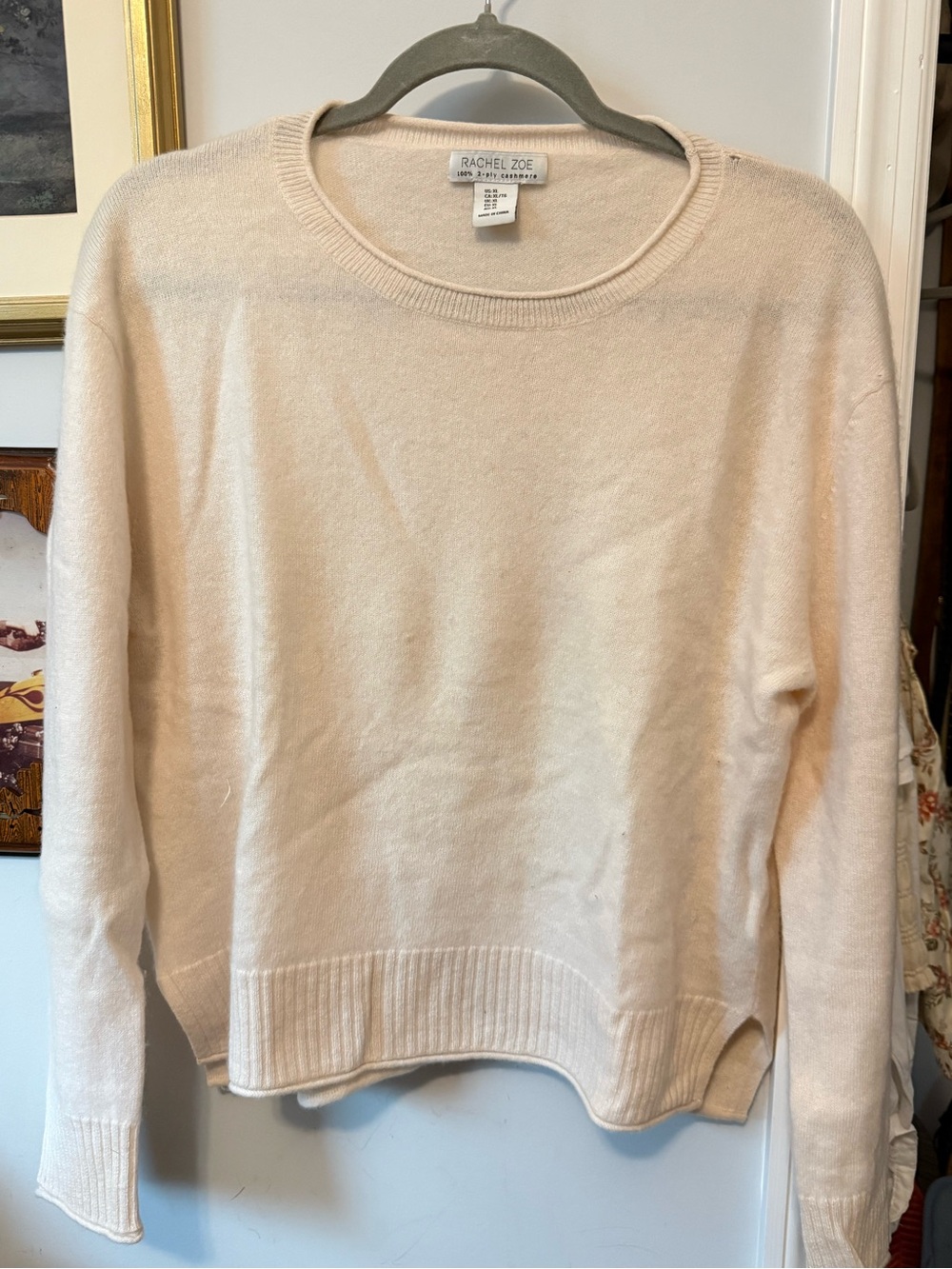 Rachel Zoe Women's Cream Crewneck Cashmere Sweater